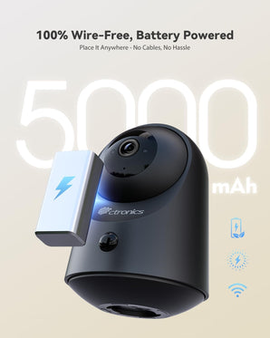 Ctronics 2K 3MP Telecamera WiFi Interno Senza Fili, 360° PTZ, Visione Notturna 20m, PIR, Audio Bidirezionale