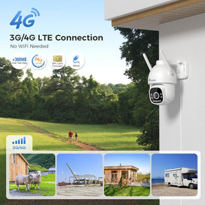 Telecamera di sorveglianza Ctronics 2.5K 4MP 3G/4G LTE con visione notturna a colori da 30 m e rilevamento del corpo con tracciamento automatico