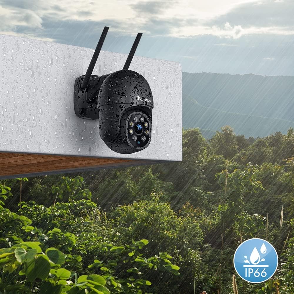 Telecamera Wi-Fi Esterna Ctronics 5MP PTZ - Visione Notturna A Colori, Rilevamento Umano, Tracciamento Auto, IP66