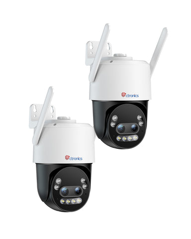 Ctronics Telecamera di Sorveglianza Esterna 4K con Zoom Ibrido 10X, Rilevamento di Persone/Veicoli/Animali, Visione Notturna a Colori 8MP, Wi-Fi 2,4/5 GHz, Metallica