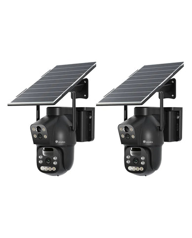 Ctronics 4G LTE Telecamera Solare Esterno con SIM Doppio Obiettivo, 15600mAh Batteria 8W Pannello Solare Telecamere senza Fili Dual-PIR Rilevamento Umano Visione Notturna PC/Cloud/IP66-NO WiFi