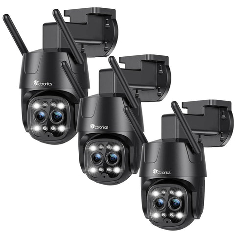 Ctronics Telecamera di sorveglianza esterna 3G/4G LTE a doppio obiettivo con rilevamento umano, zoom ibrido 6X e SIM inclusa.