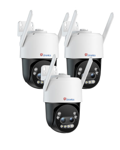 Ctronics Telecamera di Sorveglianza Esterna 4K con Zoom Ibrido 10X, Rilevamento di Persone/Veicoli/Animali, Visione Notturna a Colori 8MP, Wi-Fi 2,4/5 GHz, Metallica