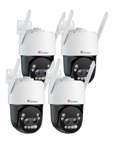 Ctronics Telecamera di Sorveglianza Esterna 4K con Zoom Ibrido 10X, Rilevamento di Persone/Veicoli/Animali, Visione Notturna a Colori 8MP, Wi-Fi 2,4/5 GHz, Metallica