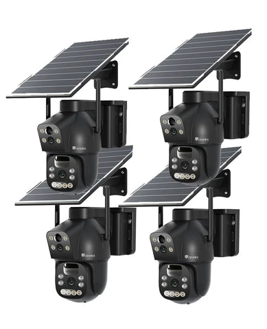 Ctronics 4G LTE Telecamera Solare Esterno con SIM Doppio Obiettivo, 15600mAh Batteria 8W Pannello Solare Telecamere senza Fili Dual-PIR Rilevamento Umano Visione Notturna PC/Cloud/IP66-NO WiFi