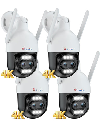 Ctronics Telecamera di Sorveglianza Esterna a Doppio Obiettivo 4K con Zoom Ibrido 10X, Inseguimento Automatico / Rilevamento di Persone/Veicoli/Animali, FTP e NVR