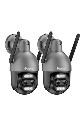 Ctronics Telecamera di Sorveglianza Esterna a Doppio Obiettivo 4K con Zoom Ibrido 10X, Inseguimento Automatico / Rilevamento di Persone/Veicoli/Animali, FTP e NVR