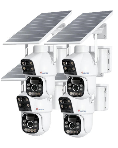 Ctronics 4G LTE Telecamera Solare Esterno con SIM Doppio Obiettivo, 15600mAh Batteria 8W Pannello Solare Telecamere senza Fili Dual-PIR Rilevamento Umano Visione Notturna PC/Cloud/IP66-NO WiFi