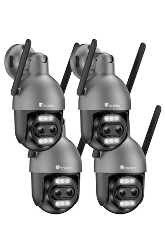 Ctronics Telecamera di Sorveglianza Esterna a Doppio Obiettivo 4K con Zoom Ibrido 10X, Inseguimento Automatico / Rilevamento di Persone/Veicoli/Animali, FTP e NVR
