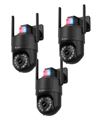 Ctronics Telecamera di Sorveglianza WiFi 4K per Esterni, Visione Notturna a Colori, Rilevamento di Movimento, Sirena