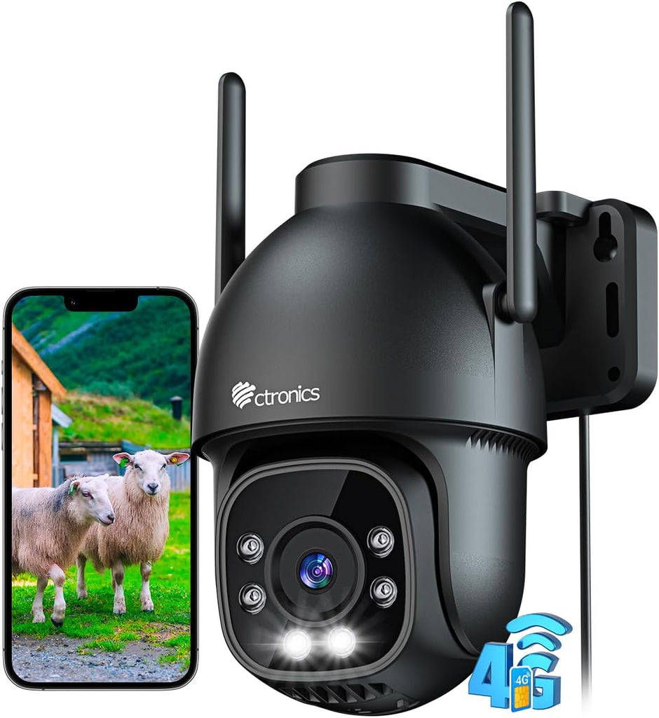 3G/4G LTE Telecamera con Sim Esterno 360° PTZ IP Videocamera Sorveglianza Visione Notturna a Colori 30M