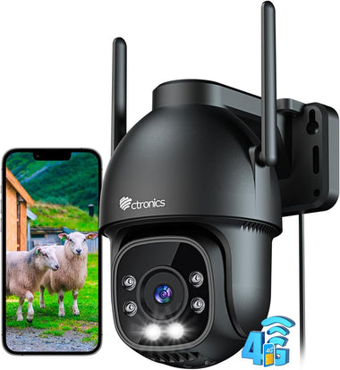 3G/4G LTE Telecamera con Sim Esterno 360° PTZ IP Videocamera Sorveglianza Visione Notturna a Colori 30M