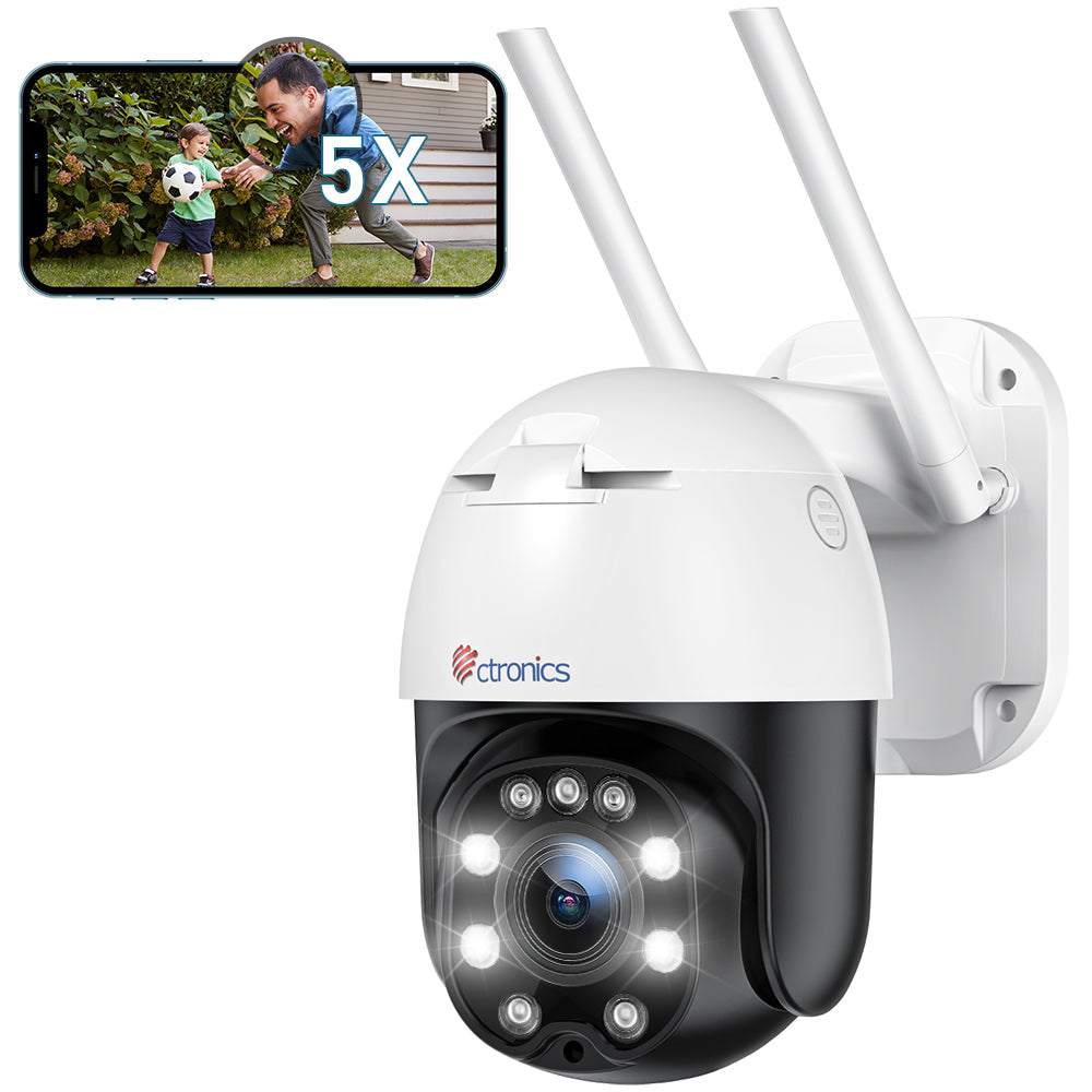 5MP Caméra de Surveillance WiFi Extérieure Ctronics Caméra Vision Nocturne Couleur 25M Détection Humaine Suivi Auto