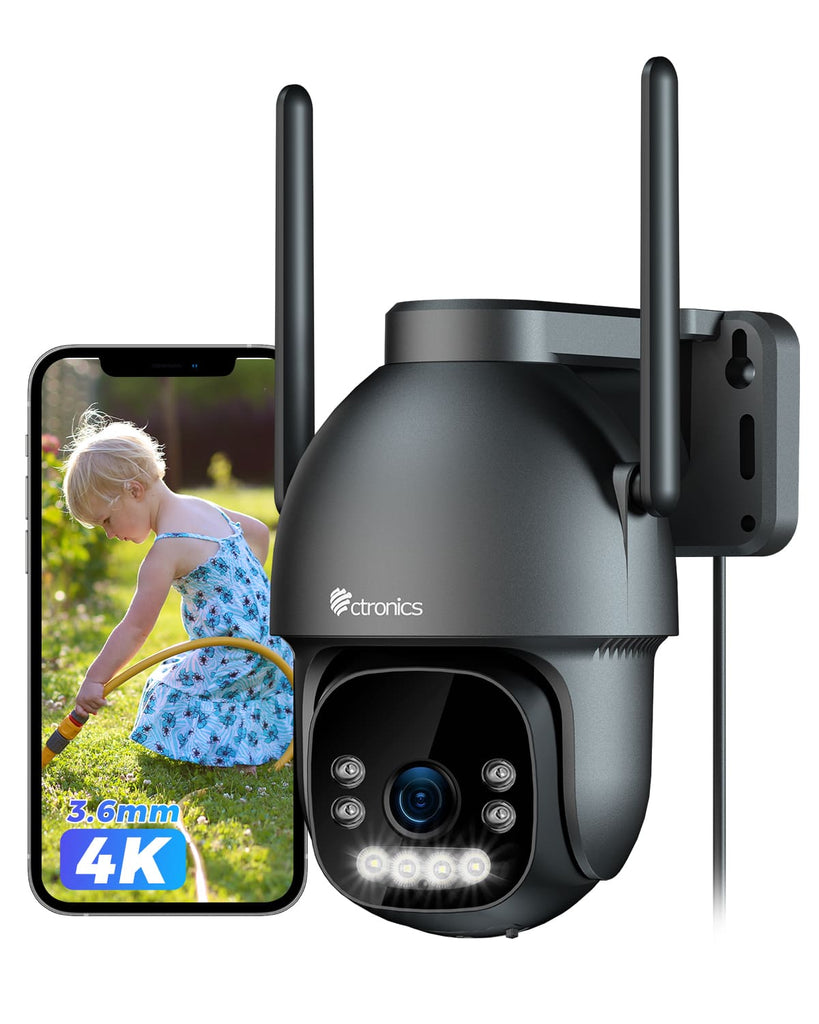 Ctronics Telecamera di Sorveglianza per Esterni 4K 8MP Ctronics-Rilevamento Umani/Veicoli/Animali