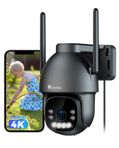Ctronics Telecamera di Sorveglianza per Esterni 4K 8MP Ctronics-Rilevamento Umani/Veicoli/Animali