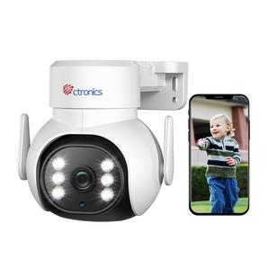 PTZ Telecamera Wi-Fi Esterno 360 Gradi Videocamera Sorveglianza con Visione Notturna a Colori 30M