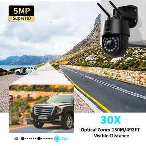 5MP 30X Zoom Ottico Telecamera Wifi Esterno PTZ Metallo Videocamera Sorveglianza Esterno Crociera e Zoom Automatici