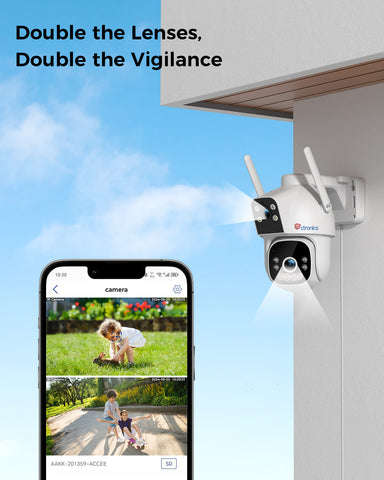 Ctronics 4G LTE Telecamera Esterna con SIM – Doppio Obiettivo e Rilevamento Umano, con Visione Notturna a Colori, Audio Bidirezionale e Allarme