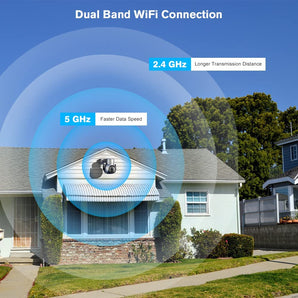 2.5K 4MP Telecamera Wi-Fi Esterno 2,4/5GHz WiFi IP Videocamera Sorveglianza Tracciamento Auto Rilevamento Umano