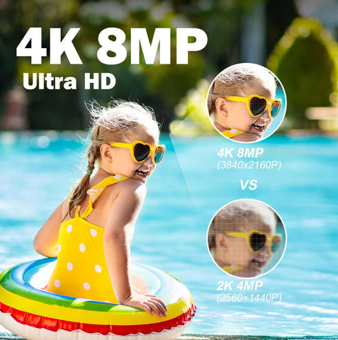 4K 8MP 2,4/5Ghz Telecamera Wi-Fi Esterno con Faretto con Rilevamento Persone/Veicoli/Animali