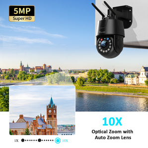 10x Zoom Ottico 5MP Telecamera Wi-Fi Esterno Videocamera Sorveglianza Esterno Auto-tracking con Zoom Crociera