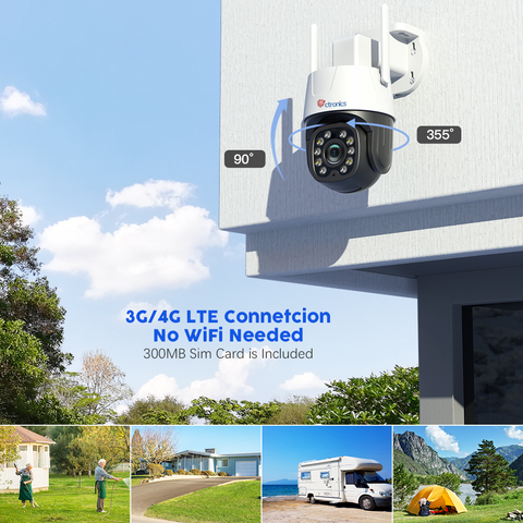 Ctronics Telecamera di sorveglianza esterna 3G/4G LTE a doppio obiettivo con rilevamento umano, zoom ibrido 6X e SIM inclusa.