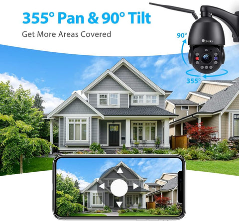 30X Zoom 5MP Telecamera Wi-fi Esterno PTZ con 150m Visione Notturna Rilevazione Umana Allarme Acustico