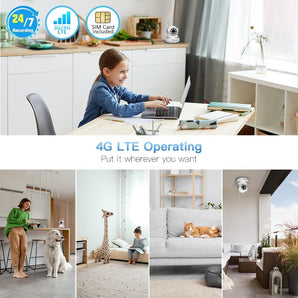 3G/4G LTE Telecamera SIM Interna Fili Indoor Rilevamento di Umano/Movimento Tracciamento Automatico