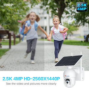 2K 4MP Telecamera Wi-Fi Esterno Senza Fili con Batteria Visione Notturna a Colore Rilevamento Umano PIR