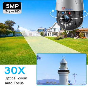Ctronics 30X Zoom Optique 5MP Caméra Surveillance WiFi Exterieure Caméra IP WiFi PTZ 50m Couleur Vision Nocturne - fr.ctronics
