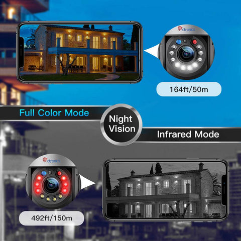 Ctronics 30X Zoom Optique 5MP Caméra Surveillance WiFi Exterieure Caméra IP WiFi PTZ 50m Couleur Vision Nocturne - fr.ctronics