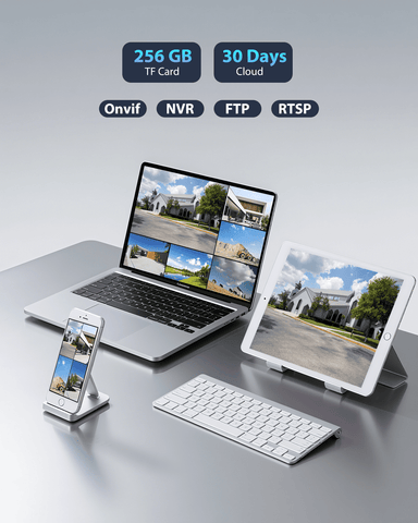 Ctronics Telecamera di Sorveglianza WiFi 4K per Esterni, Visione Notturna a Colori, Rilevamento di Movimento, Sirena