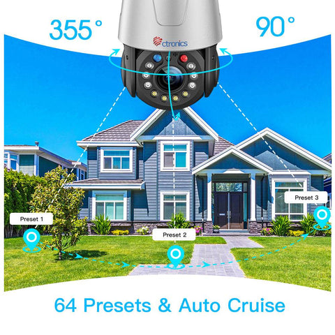 Ctronics 30X Zoom Optique 5MP Caméra Surveillance WiFi Exterieure Caméra IP WiFi PTZ 50m Couleur Vision Nocturne - fr.ctronics