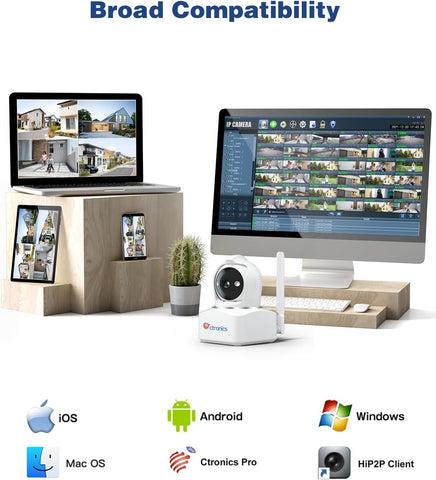 4MP 3G/4G LTE Telecamera Interno con Scheda Sim, 360° PTZ Videocamera Sorveglian Senza WiFi Rilevamento Umano/Movimento