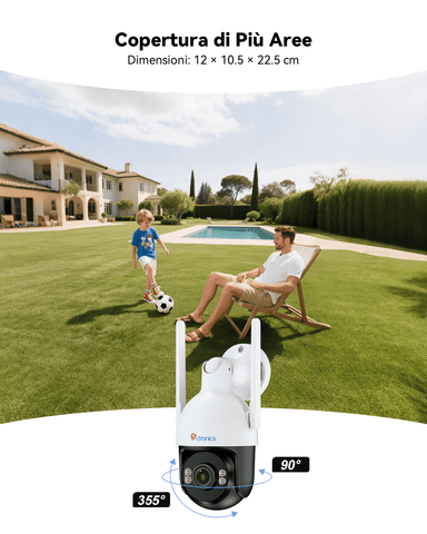 Ctronics Telecamera di Sorveglianza WiFi 4K 8MP - Rilevamento Umani/Veicoli/Animali, Visione Notturna, IP66