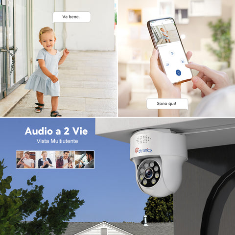 5MP PTZ Telecamera WiFi Esterno 2,4/5 GHz WiFi Videocamera Sorveglianza con Visione Notturna a Colori 25M