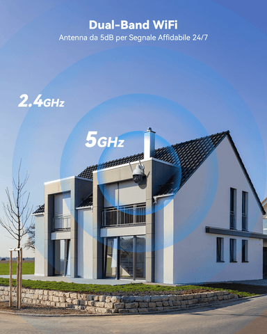 Ctronics Telecamera di Sorveglianza WiFi 4K 8MP - Rilevamento Umani/Veicoli/Animali, Visione Notturna, IP66