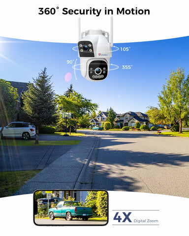 Ctronics 4G LTE Telecamera Esterna con SIM – Doppio Obiettivo e Rilevamento Umano, con Visione Notturna a Colori, Audio Bidirezionale e Allarme