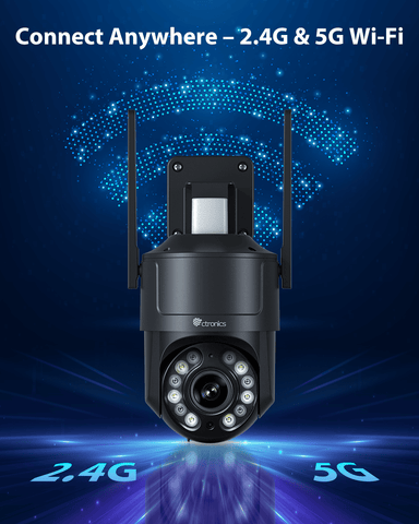 Ctronics Telecamera di Sorveglianza WiFi 4K per Esterni, Visione Notturna a Colori, Rilevamento di Movimento, Sirena