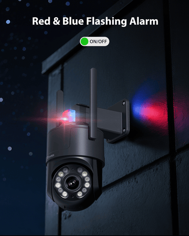 Ctronics Telecamera di Sorveglianza WiFi 4K per Esterni, Visione Notturna a Colori, Rilevamento di Movimento, Sirena