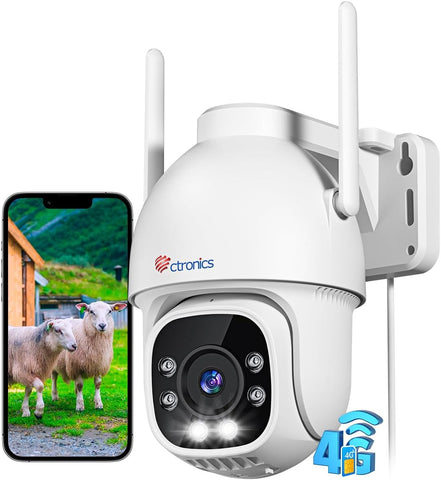 3G/4G LTE Telecamera con Sim Esterno 360° PTZ IP Videocamera Sorveglianza Visione Notturna a Colori 30M