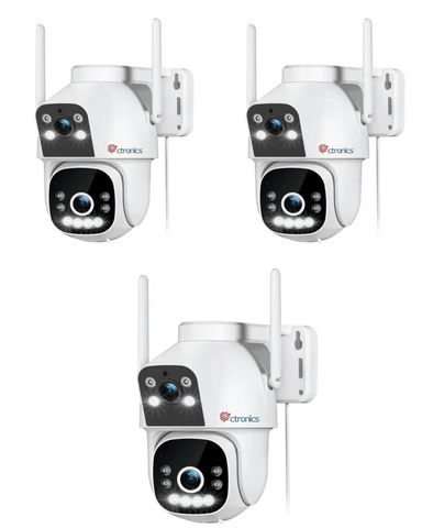 Ctronics 4G LTE Telecamera Esterna con SIM – Doppio Obiettivo e Rilevamento Umano, con Visione Notturna a Colori, Audio Bidirezionale e Allarme