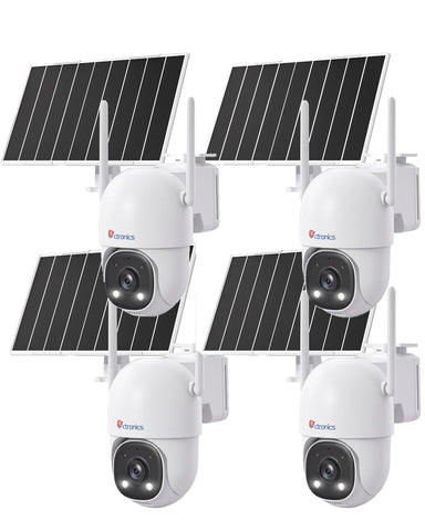 Ctronics Telecamera di Sorveglianza Inseguimento Automatico 30m, AOV Solare 4G 24/7 | Pannello Solare 8W, Batteria 13500mAh, Scheda SIM Inclusa, Visione Notturna, Rilevamento Umano