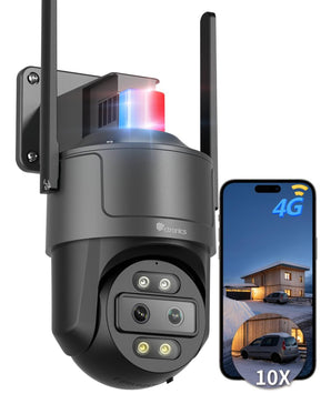 Ctronics Telecamera di Sorveglianza Esterna a Doppio Obiettivo 2.5K 4G LTE e Zoom Ibrido 10X 4MP