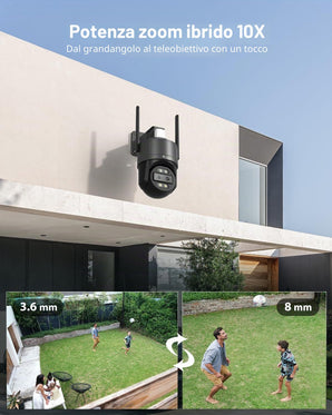 Ctronics Telecamera di Sorveglianza Esterna a Doppio Obiettivo 2.5K 4G LTE e Zoom Ibrido 10X 4MP