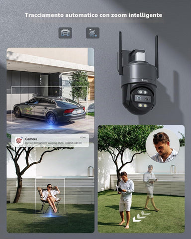 Ctronics Telecamera di Sorveglianza Esterna a Doppio Obiettivo 2.5K 4G LTE e Zoom Ibrido 10X 4MP