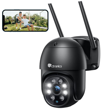 Ctronics Telecamera WiFi Esterno 1080P PTZ IP Videocamera di Sorveglianza Zoom Digitale
