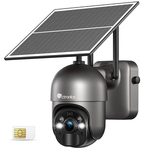 3G/4G LTE Telecamera SIM Esterno con Pannello Solare, Ctronics 355°/95° PTZ Videocamera Sorveglianza Senza Fili
