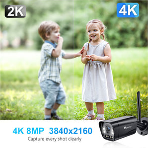 4K 8MP Telecamera WiFi Esterno con Rilevamento Umano/Veicolo/Animali