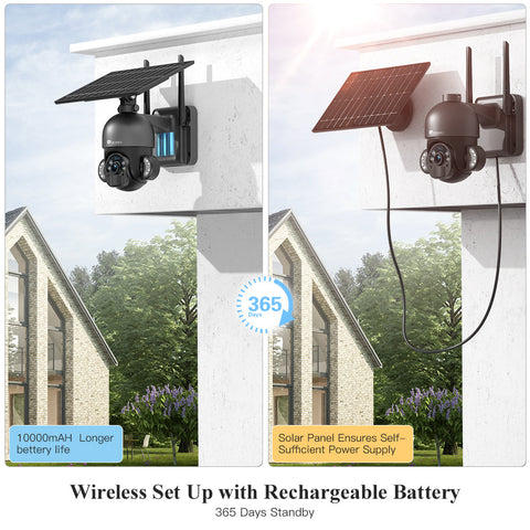 Telecamera di Sicurezza Wireless per Esterni con Pannello Solare da 20W e  Batteria Integrata da 20000mAh Registrazione 24/7